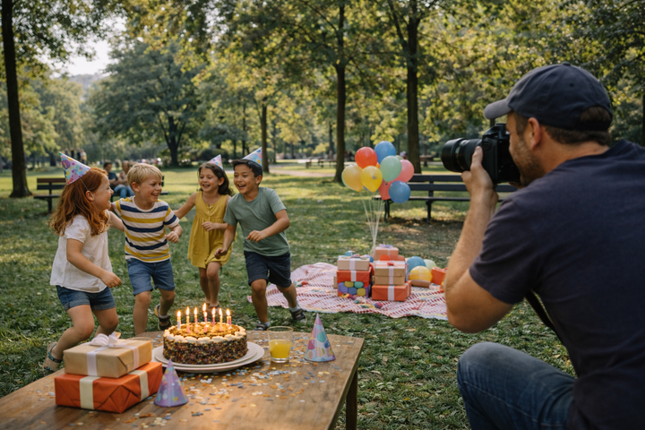Kinder haben Spaß im Indoor-Spielbereich Geburtstagsfeier